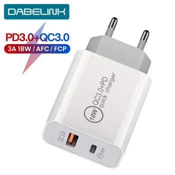

PD QC 4.0 3.0 FCP Dual USB Charger 36W Quick Charge EU US Plug for iPhone X 8 plus Note 10 9 power delivery Mobile Phone Adapter