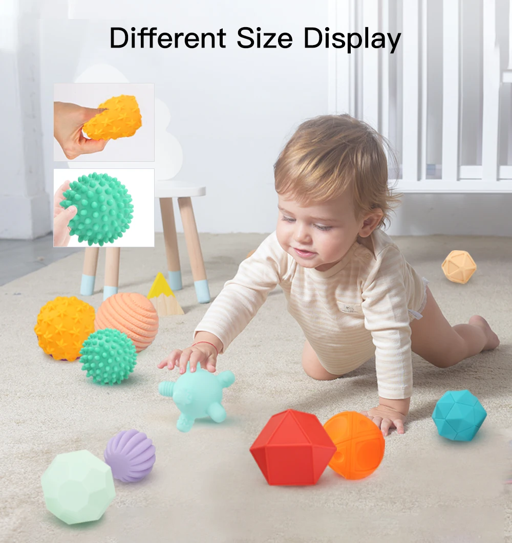 Beiens 6-10Pcs каучук антистресс шары, младенец дотрагиваться шар обучение и тренировка, шары игрушки для мальчиков девочка