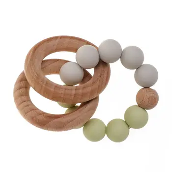 

Baby Teether Teething Beech Wooden Bracelet Shower Gift Play Gym Toy Baby Rattle Y4QA