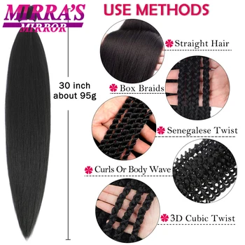30inch Jumbo Braids Hair Extensions Braiding Hair Pre Stretched Ombre Synthetic Braid YAKI Texture 1/2/4/6/8 Pcs Mirra's Mirror 5