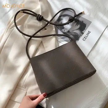 

Popular Simple Female Daily Bag Fashion PU Trunk Lady Daily Solid Shoulder Crossbody Bag Lattice Pattern Handbag