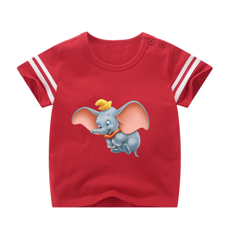 Детская футболка с принтом «Dumbo» для мальчиков и девочек детская футболка летние топы для малышей, футболки с рисунками из аниме