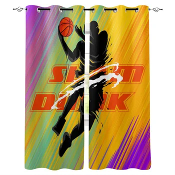 

Multi-size Sports Basketball Slam Dunk Athlete Window Curtains Polyester Fabric Living Room Curtain Home Decor