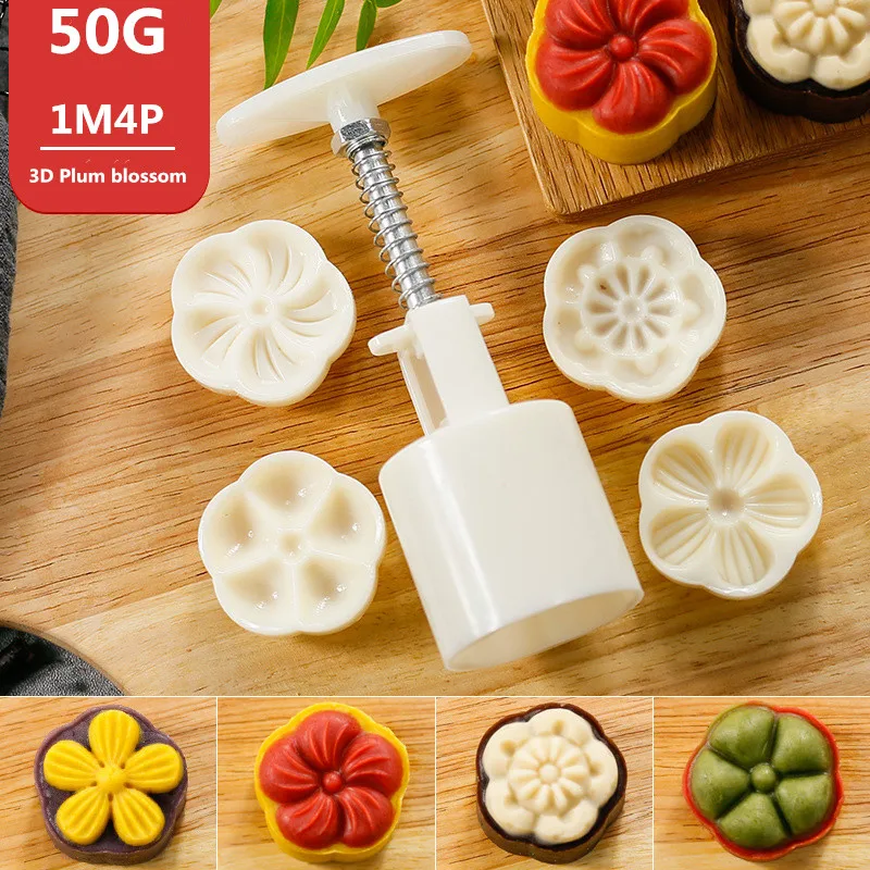 50 г 63 г 75 г 100 г набор цветов DIY приборы для лунного пряника пластиковое печенье торт плунжеры Ручной пресс Mooncake инструмент для выпечки