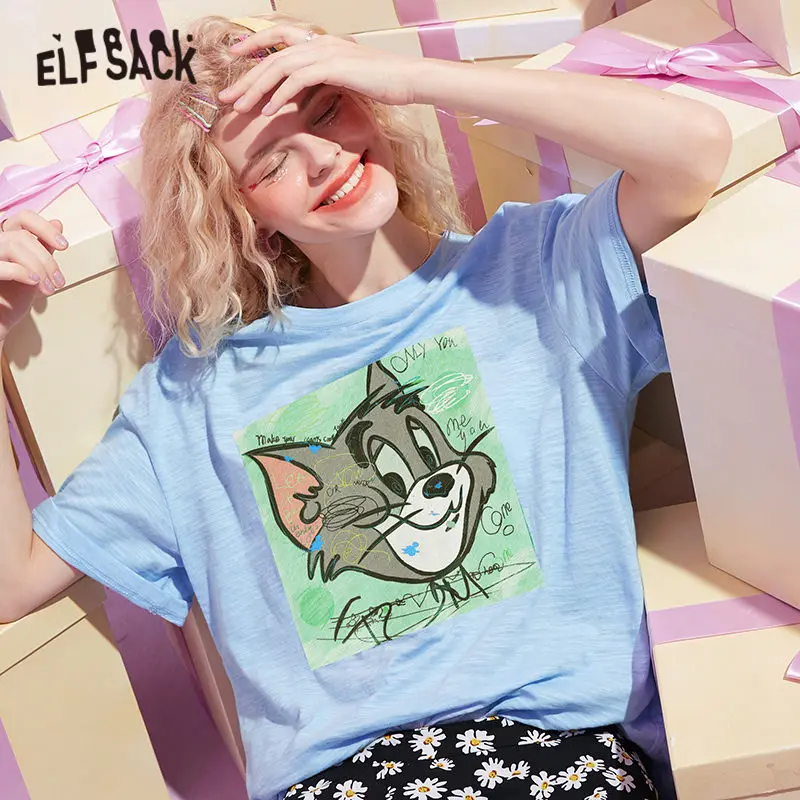 Elfsack Harajuku розового цвета в виде мультяшного графический принт Повседневное