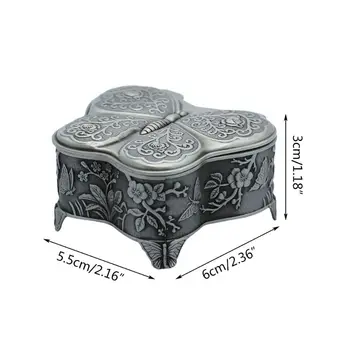 

Vintage Metal Jewelry Box Treasure Trinket,Ring Earrings Necklace Keepsake Gift