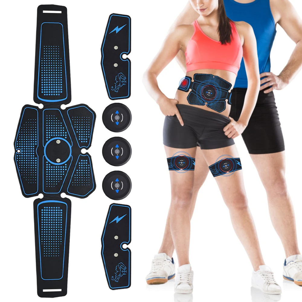 

Muscle Stimulator Abs Stimulator Abdominal Trainer Rechargeable Wireless Abdominal Toning Belt with Leg Arm Pads for Men Women