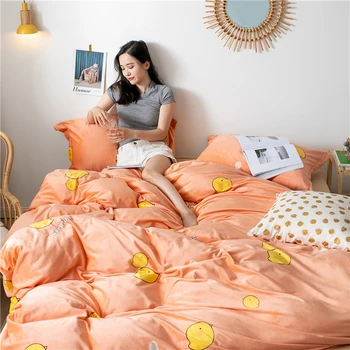

4pcs/set Winter Warm Flannel Bedding Sets Flat Sheet Duvet Cover Pillowcases Bedclothes FedEx UPS EMS