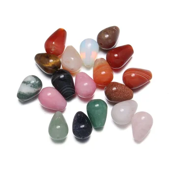 

Mixed 10pcs / lot semi-precious stone pendant necklace Reiki healing natural stone amulet DIY jewelry gift size 10x14mm
