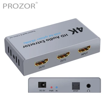 

Prozor HDMI Audio Extractor with 2 Way HDMI Splitter Digital to Analog Stereo 3.5mm HDMI to Optical SPDIF Toslink DAC Converter