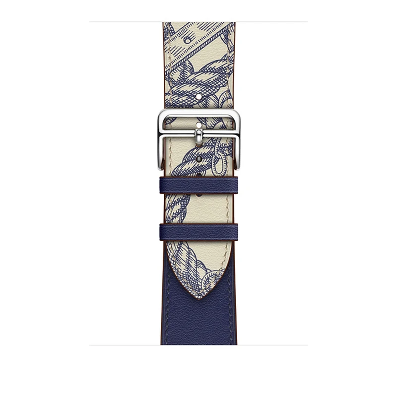 Kebitt кожаные мужские и женские одноканальные ремешки для Apple Watch серии 5 4 1 2 3 три цвета iwatch двойной ремешок 38 40 мм 42 44 мм - Цвет ремешка: Series5 Blue