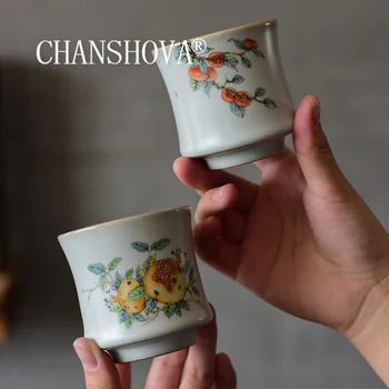 

CHANSHOVA 100ml Traditional Chinese Style Crackle Ceramic tea cup Coffee Cups Tea set China Ru Kiln Porcelain H476
