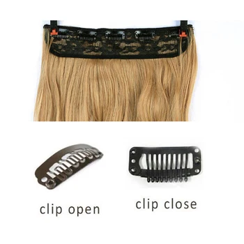 MUMUPI Clip In Hair Extension Ombre 24 Inches Blonde Black Full Head Synthetic Natural Curly Wavy Hairpiece Hair Pieces Headwear 6