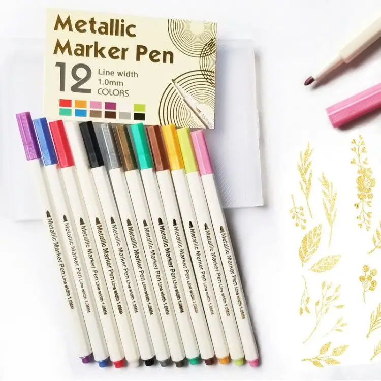 Metallic-Marker-Pens-Set-of-12-Assorted-Colors-for-Adult-Coloring-Books-Art-Rock-Painting-Card (2)