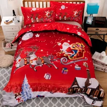 Рождественский Комплект постельного белья Королева Санта Клаус Комплект постельного белья король красный пододеяльник набор
