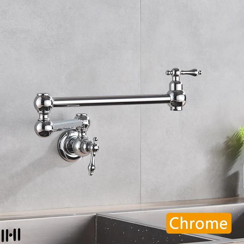 POIQIHY хромированный смеситель для раковины/кухни/ванной комнаты разноцветный настенный складной эластичный кухонный кран одинарный кран холодной воды - Цвет: Chrome C