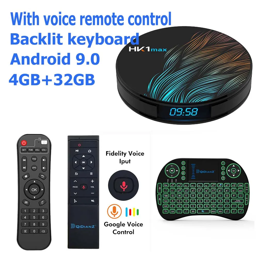 Smart tv box HK1MAX Android 9,0 2,4G/5G Wifi BT 4,0 RK Четырехъядерный 4K 1080P Full HD hk1 max приставка Netflix KD плеер - Цвет: 4G32G-MT12-Keyboard