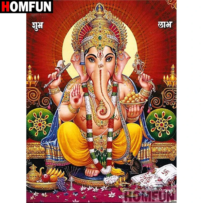 HOMFUN Paint With Diamond Embroidery &quotReligious Buddha&quot Painting Full Square Round Picture Of Rhinestone Decor A00038 | Дом и сад