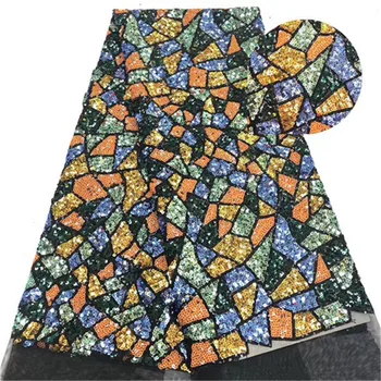 

Latest African Lace Fabric High Quality 3d Sequins Lace Material French Lace Fabric Nigerian Mesh Tulle Lace Fabric