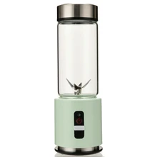 Usb Rechargeable Smoothie Blender 380Ml Glass Smoothie Blender Juicer Easy Small Portable Blender Green