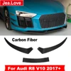 3 Pcs/Set Real Carbon Fiber Front Shovel Chin Bumpers Lip Car Body Styling Part For Audi R8 V10 Coupe 2017 Up 1
