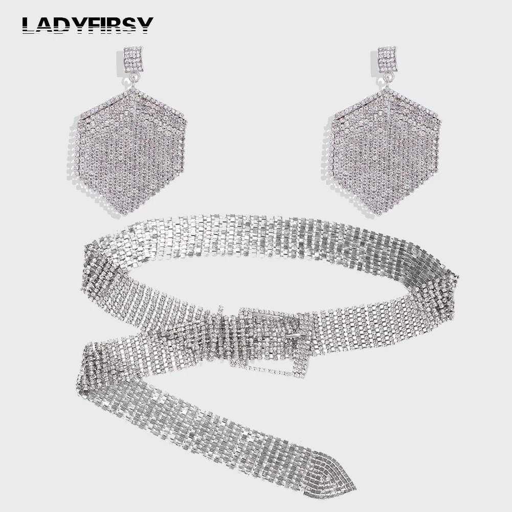 Ladyfirsy, стразы, серьги, жемчужный пояс, наборы для женщин, новинка, свадебное платье, кисточка, полые аксессуары, набор - Окраска металла: 3