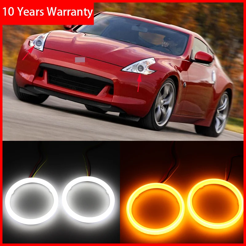 

Для Nissan 370Z 2009 2010 2011 2012 2013 2014 2015 хлопок горки светодиодный двойной Цвет Ангел глаз белый янтарь сигнал поворота светильник