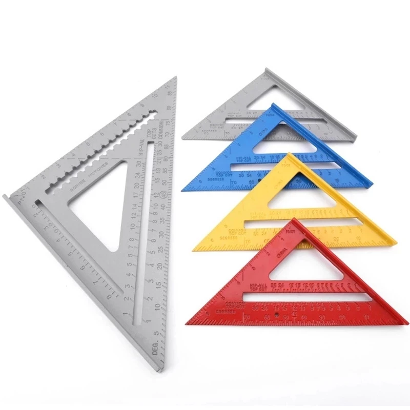 7inch Imperial Aluminum Alloy Triangle Angle Ruler Protractor Woodworking Measurement Tool