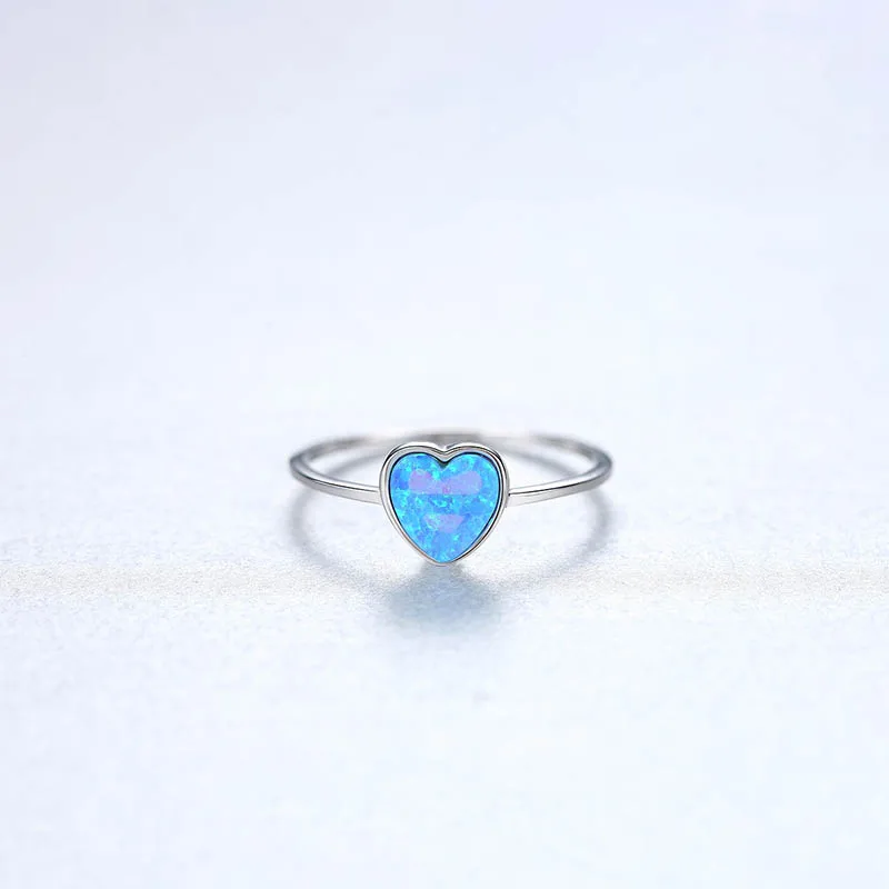 Jellystory Трендовое серебро 925 ювелирные кольца для женщин в форме сердца опаловые драгоценные камни Свадебные обручальные вечерние подарки кольцо - Цвет камня: JS-YMR500BL