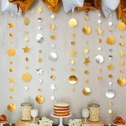 Elegant Paper Star Garland Banner for Celebrations and Events Decor (Mix gold silver)