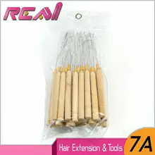 40 шт./лот деревянная ручка Тяговая игла/волосы иглы Нитевдеватель петли инструменты для наращивания волос