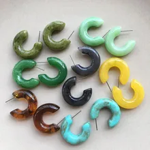 UJBOX новые акриловые смолы узор серьги обруч Женские Геометрические круг зеленый синий желтый серьги кольца ювелирные аксессуары