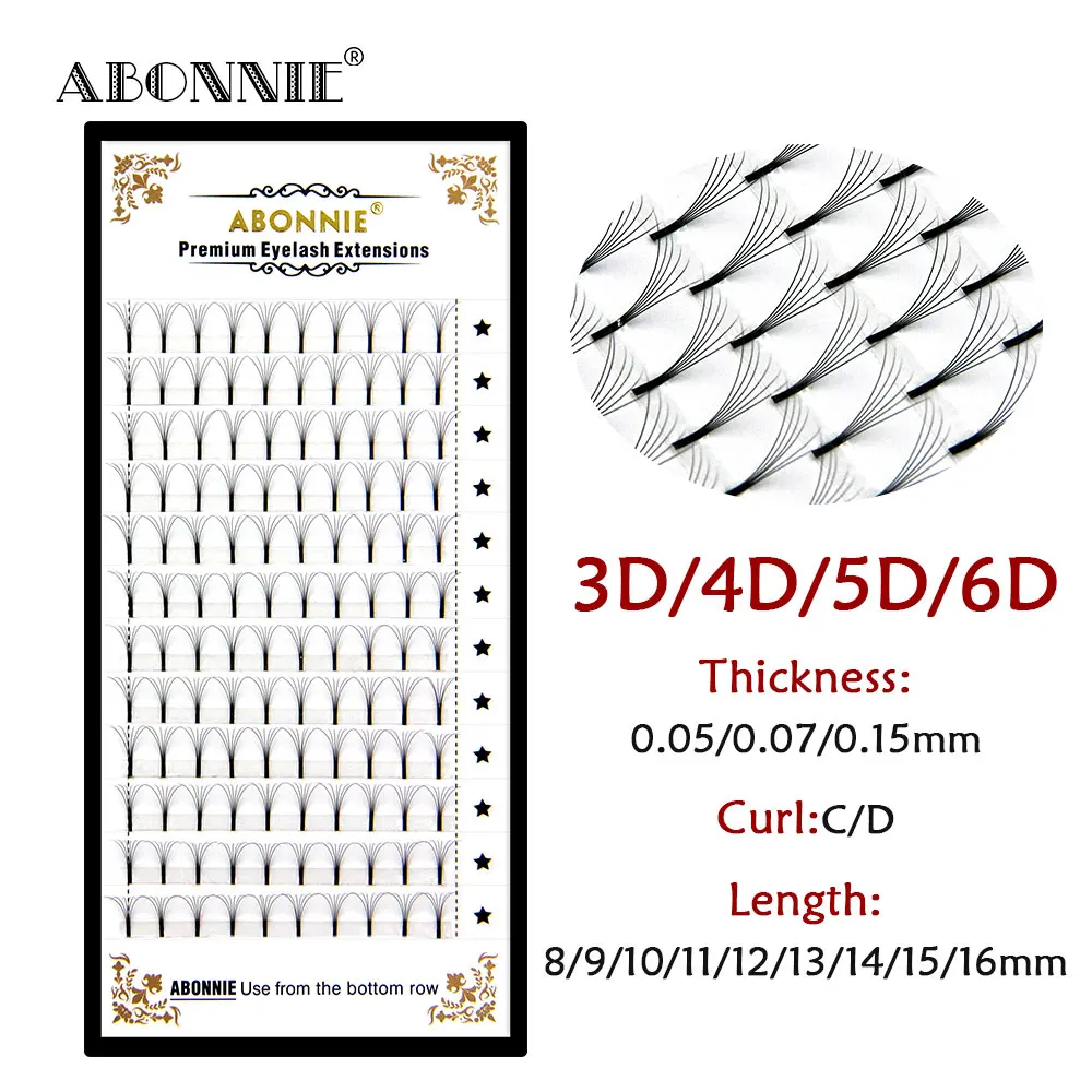 ABONNIE 12 линий готовые объемные вентиляторы 007/010/015 C D ресницы русские для
