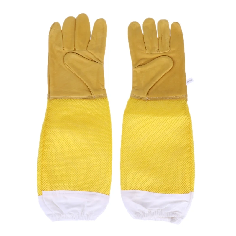 Beekeeping Gloves Protective Sleeves Breathable Yellow Mesh Anti Bee