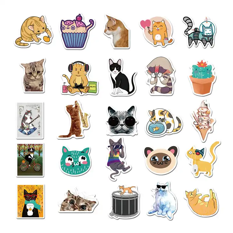 50 Unids Pack Kawaii Animal Pegatina De Gato Scrapbooking Para Diy