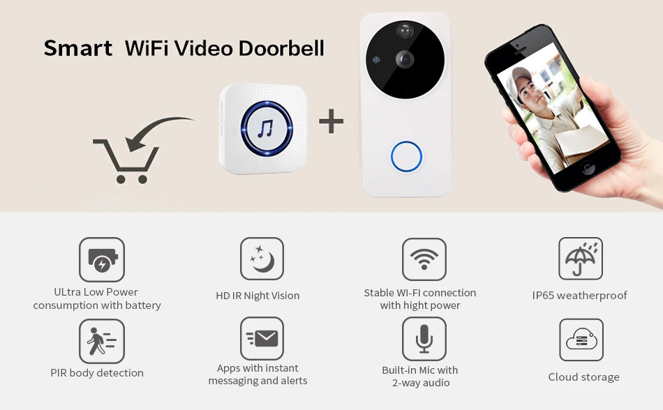 Умный видео дверной звонок беспроводной Wi-Fi 1080P камера водонепроницаемая крышка инфракрасный пульт дистанционного записи домашний контроль безопасности звонок дверь Dhone