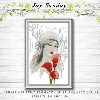 

Beauty and calla girl decor Patterns 14CT 11CT Counted Cross Stitch Sets embroidery set Needlework kit Home Decoration