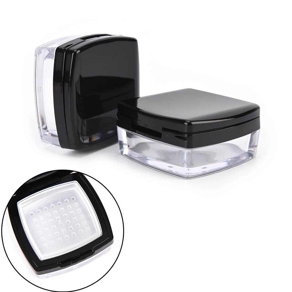 Sifter Plastic Cosmetic Powder Container 10g Empty Black Loose Case with Mirror 1pc Square 1PC Box | Красота и здоровье
