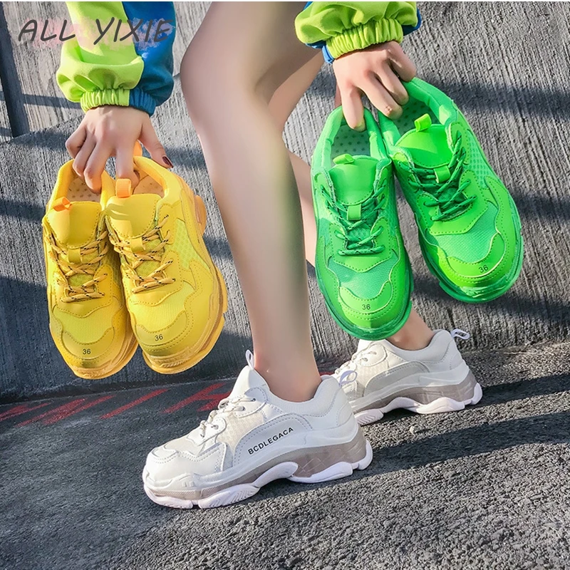 

ALL YIXIE 2019 Women Fashion Platform Sneakers for Women Chunky Causal Shoes Woman Thick Sole Ladies Jelly Shoe Laces
