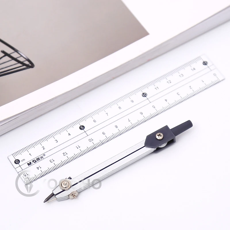 M&G Math Set Protractor Drawing Triangle Eraser Pencil Compasses Box Math Ruler 7-8 Pcs/set for Students School Supplies