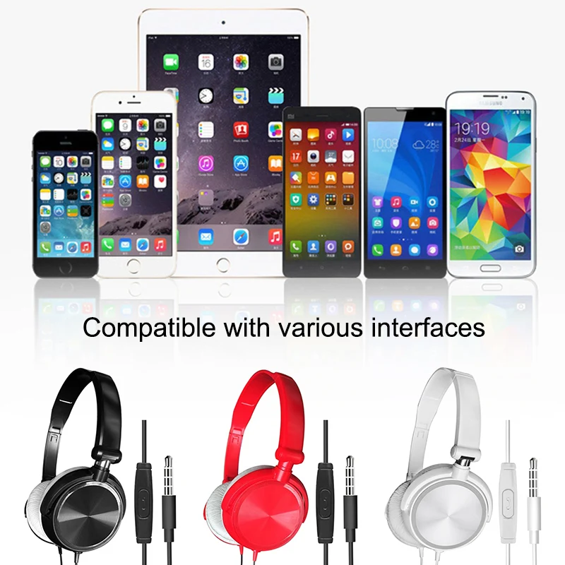 Новинка, проводные наушники с микрофоном, Накладные наушники, бас, hi-fi звук, музыка, стерео наушники для iPhone, Xiaomi, sony, huawei, PC
