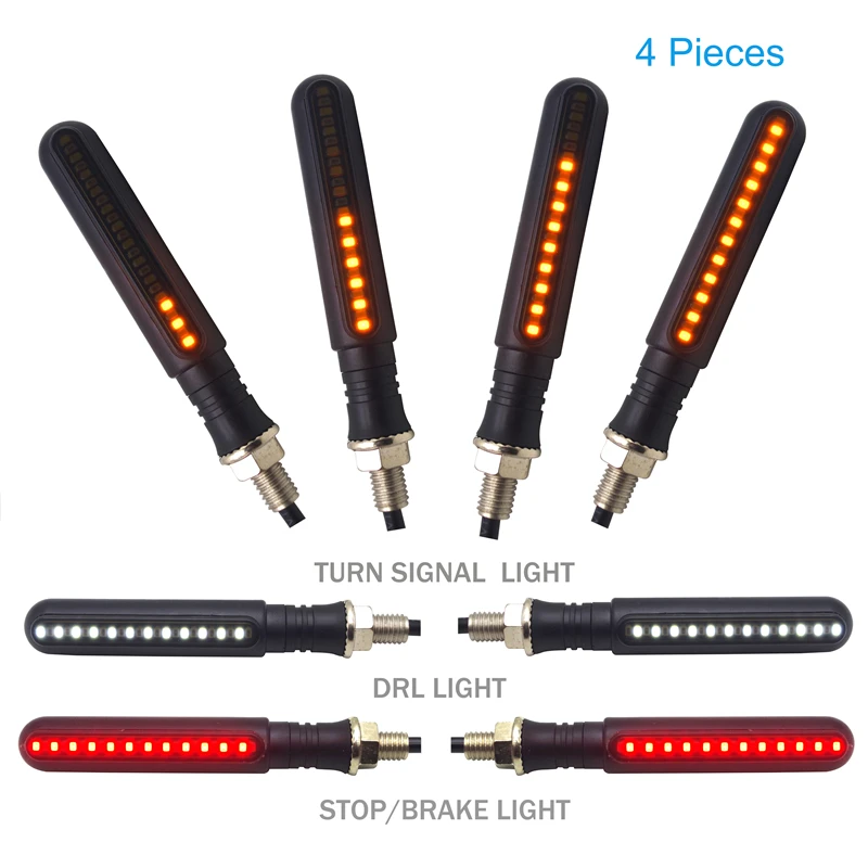 

Universal Motorcycle LED Turn Signal Sequential Amber Flasher Indicator Blinker FOR cafe racer suzuki ltz 400 vespa px