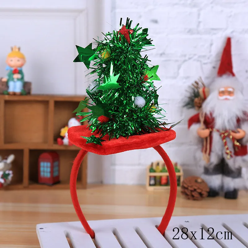 style7-22-star tree Новогодние Детские подарки Рождественские с Санта-Клаусом и оленем Снеговик головной убор с орнаментом рождественские украшения Санта-Клаус вечерние украшения Navidad - Цвет: style7-22-star tree
