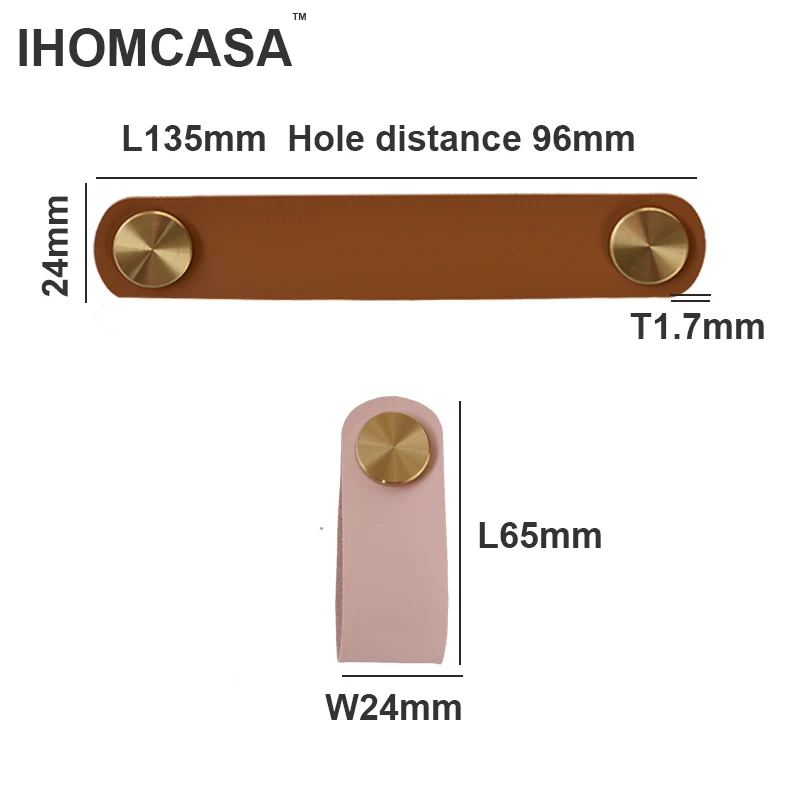 Furniture Handles IHOMCASA12 Colors Nordic Furniture Drawer Knob Brass Wardrobe Cupboard Cabinet Handle Door Pulls Eco-Friendly Artificial Leather
