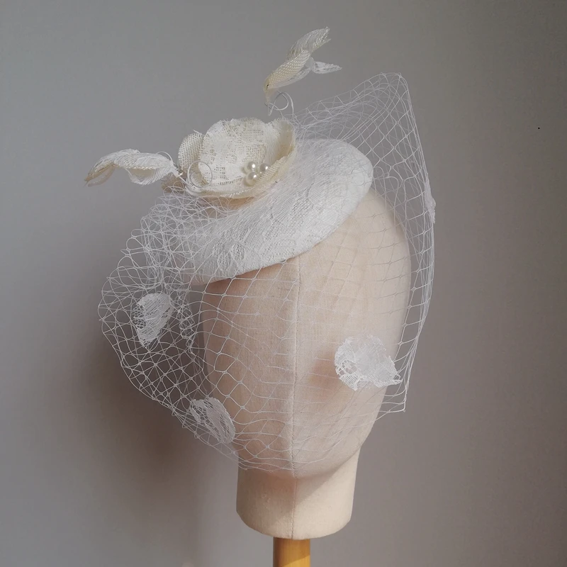 Vintage Wedding Bridal Hair Accessories Flower Tulle Birdcage Veil Headpiece Cheap Mini Wedding Bride Hat