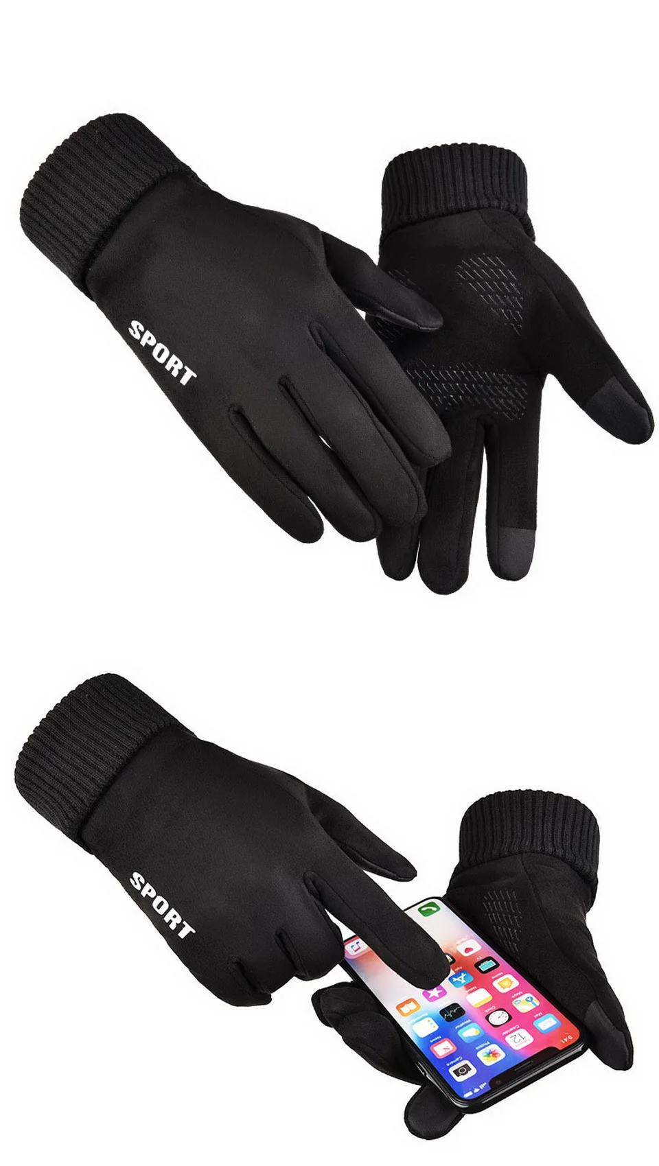 Новые замшевые зимние спортивные перчатки мужские теплые перчатки для сенсорного экрана уличные бархатные Нескользящие варежки для вождения ветрозащитные перчатки для мужчин G010