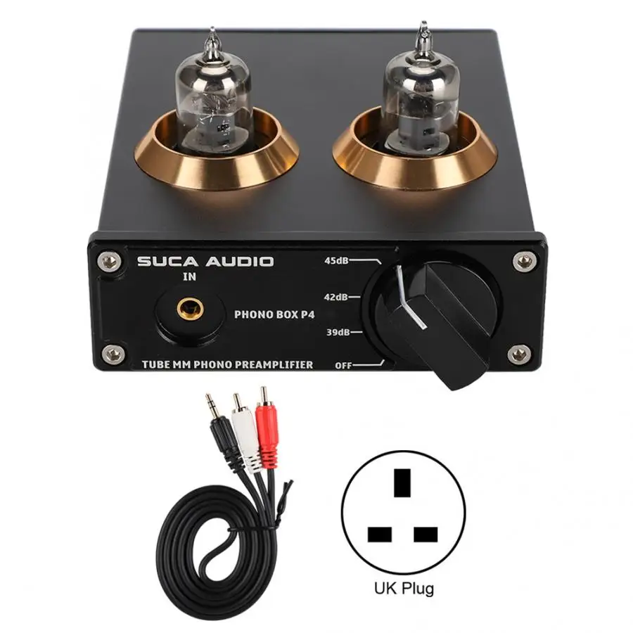 UK Plug PHONO BOX P4 мм Phono усилитель предусилитель позолоченный RCA панель рисунок+ пескоструйная поддержка для аналогового входа 110-240 В - Цвет: UK Plug