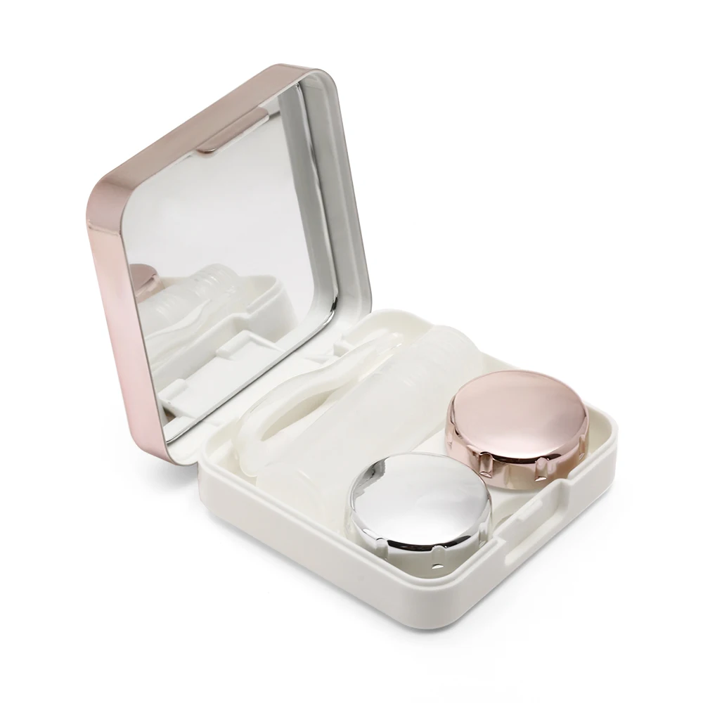 Модная Портативная Коробка для контактных линз Блестящий Удобный для переноски круглый блестящий набор для ухода за глазами держатель для контактных линз чехол из АБС-пластика для хранения