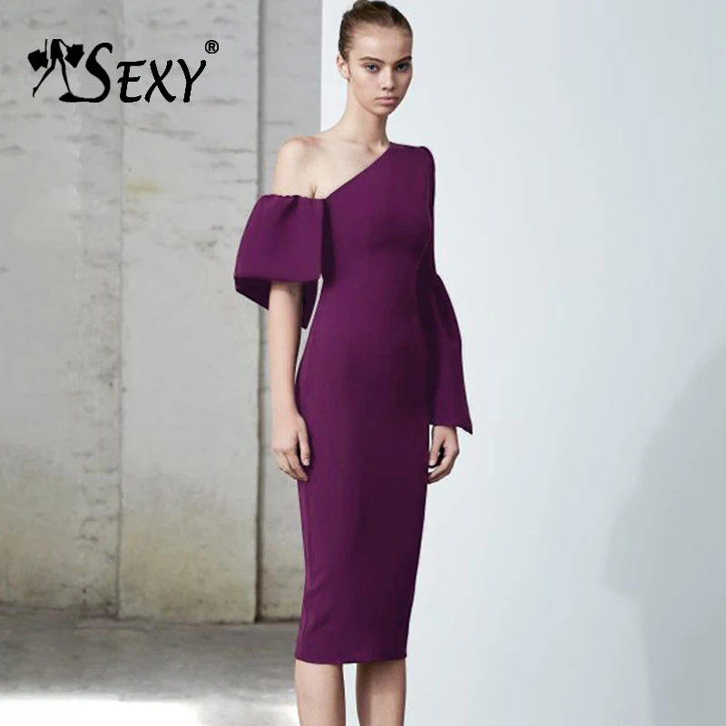 Gosexy, новинка, Модные женские вечерние платья, элегантные, сексуальные, косой вырез, асимметричное, с разрезом, с рукавом, облегающее, миди платье