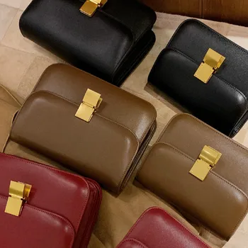 

Split Leather Tofu Bag Women's Bag 2020 New FashionTexture Messenger Shoulder Handbag Simplicity Small Square Bag Louie Vuiton